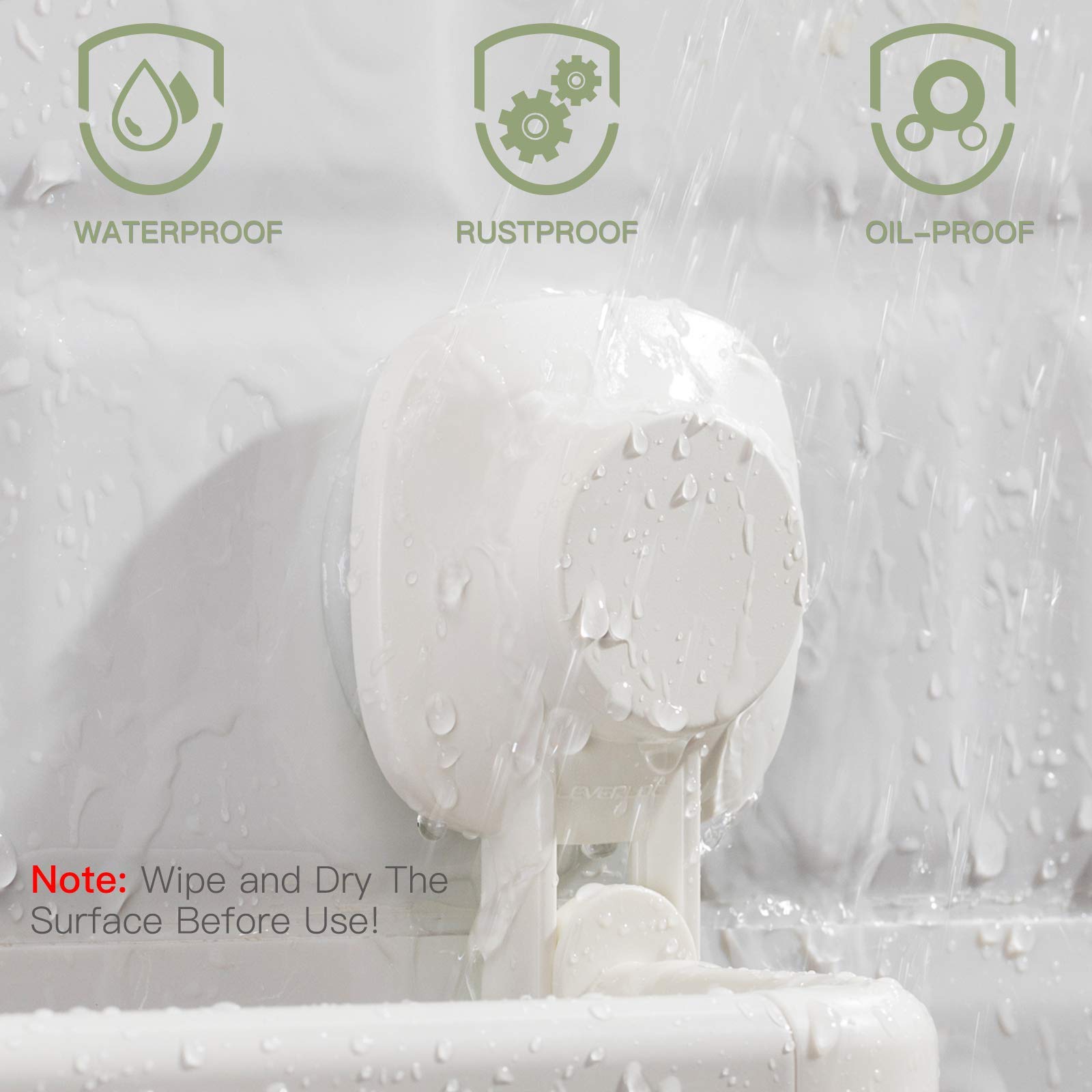 Luxear Suction Cup Towel Bar, 24 Inch Adhesive Bathroom Towel Bar, No Drill Hand Towel Holder With 5 Sliding Hooks, Wall Mounted